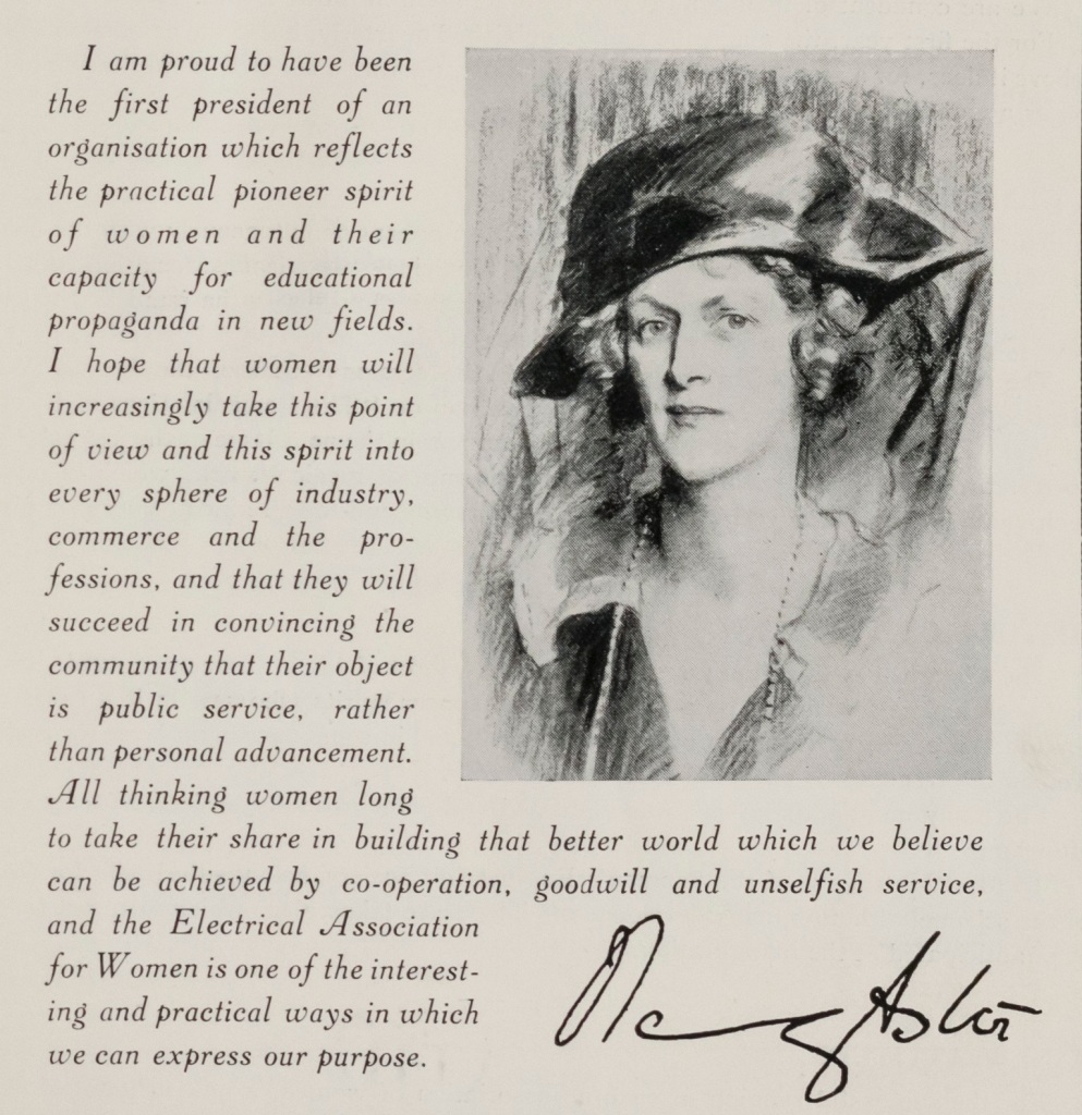 Text introduction to the EAW by Nancy Astor with reproduction of her portrait and signature